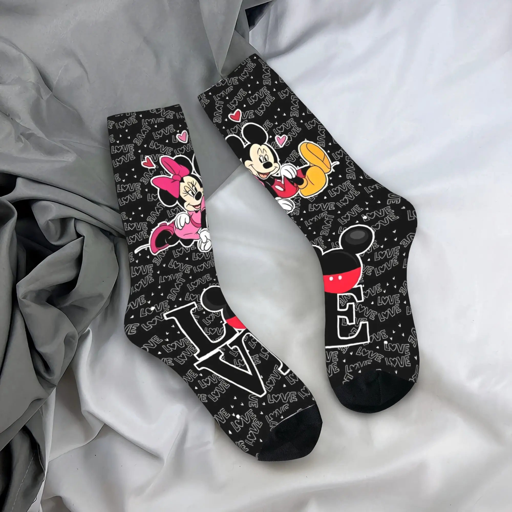 

New Men's Socks Novelty Mickey Minnie Cartoon Sock Polyester Skateboard Women Socks Spring Summer Autumn Winter