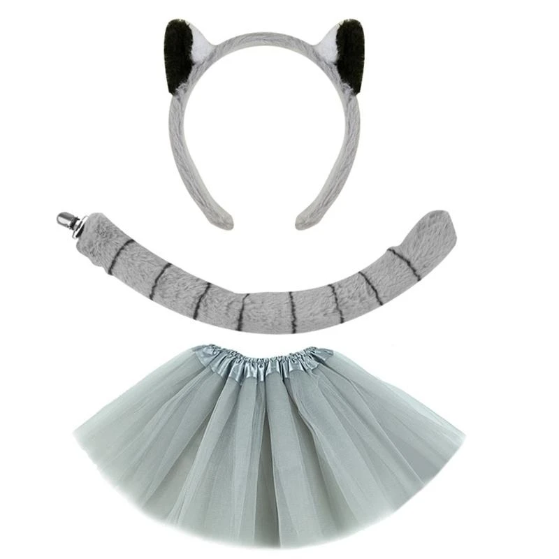 R1WE Dzieci Monkey Costume Akcesoria dla chłopca Halloween Cosplay Party, w tym opaska ogonowa rękawiczka Bowtie i spódnica