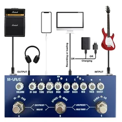 M-VAVE Cube-Pedal de múltiples efectos para guitarra eléctrica, mezcladores de procesador de Audio para escenario, reverberación Phaser para bajo