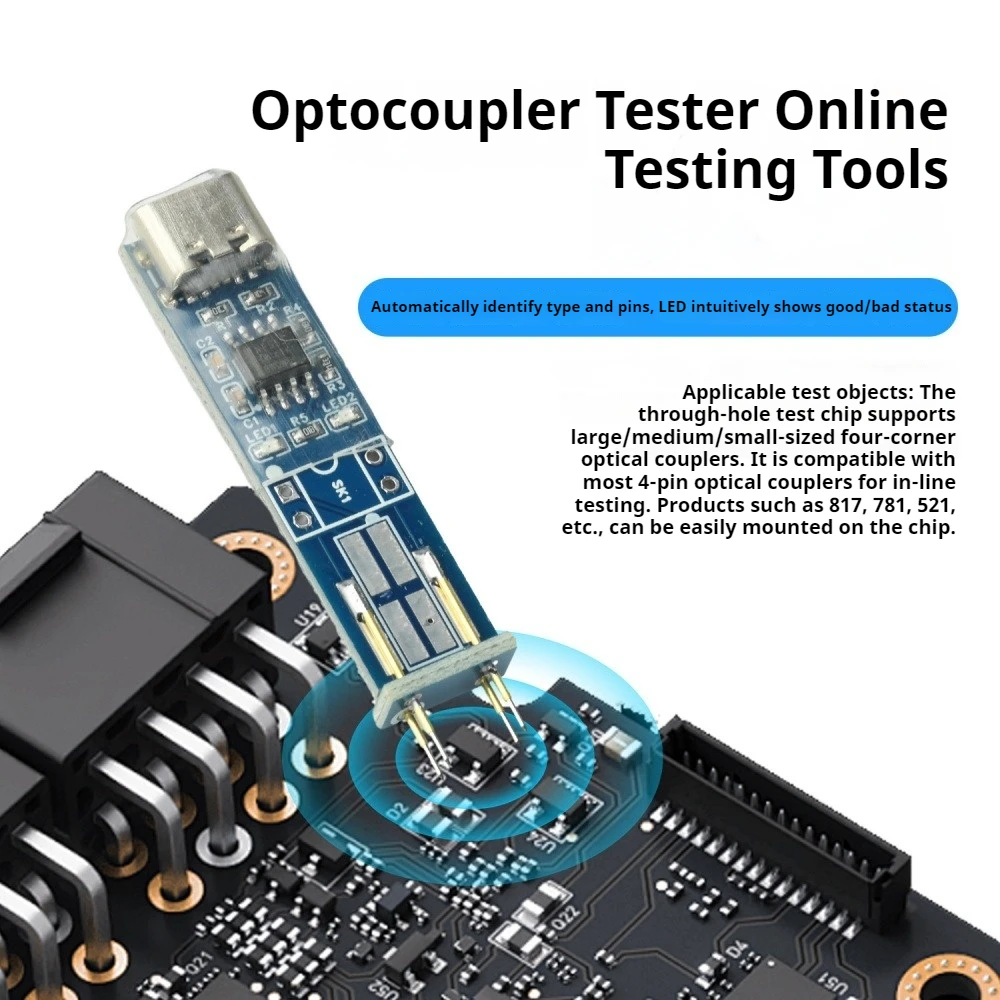 

4-Pin Optocoupler Tester LED Display Online Testing Board Type-C Powered Portable Electronic Repair Tool Compatible 817 781 521