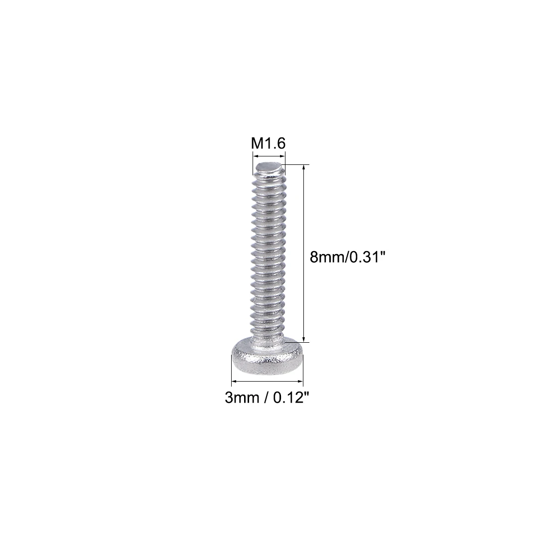Uxcell 30/50/60/100pcs M1.6 M2 M2.5 304 Stainless Steel Phillips Cross Head Screws Pan Head Screw Fasteners Bolts Length 3-22mm