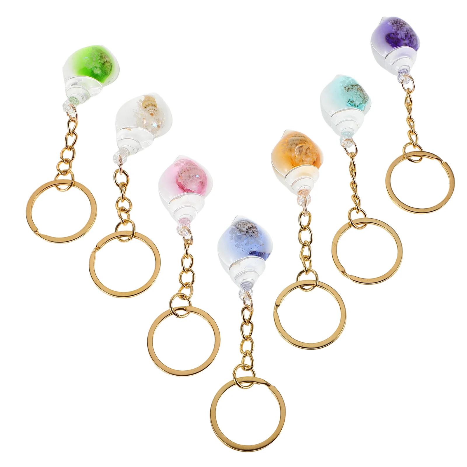 

7 pcs Glow in Dark Conch Keychain Lightweight Resin Pendant Sea Animal Jewelry Unique Accessories Beach Bag Charm