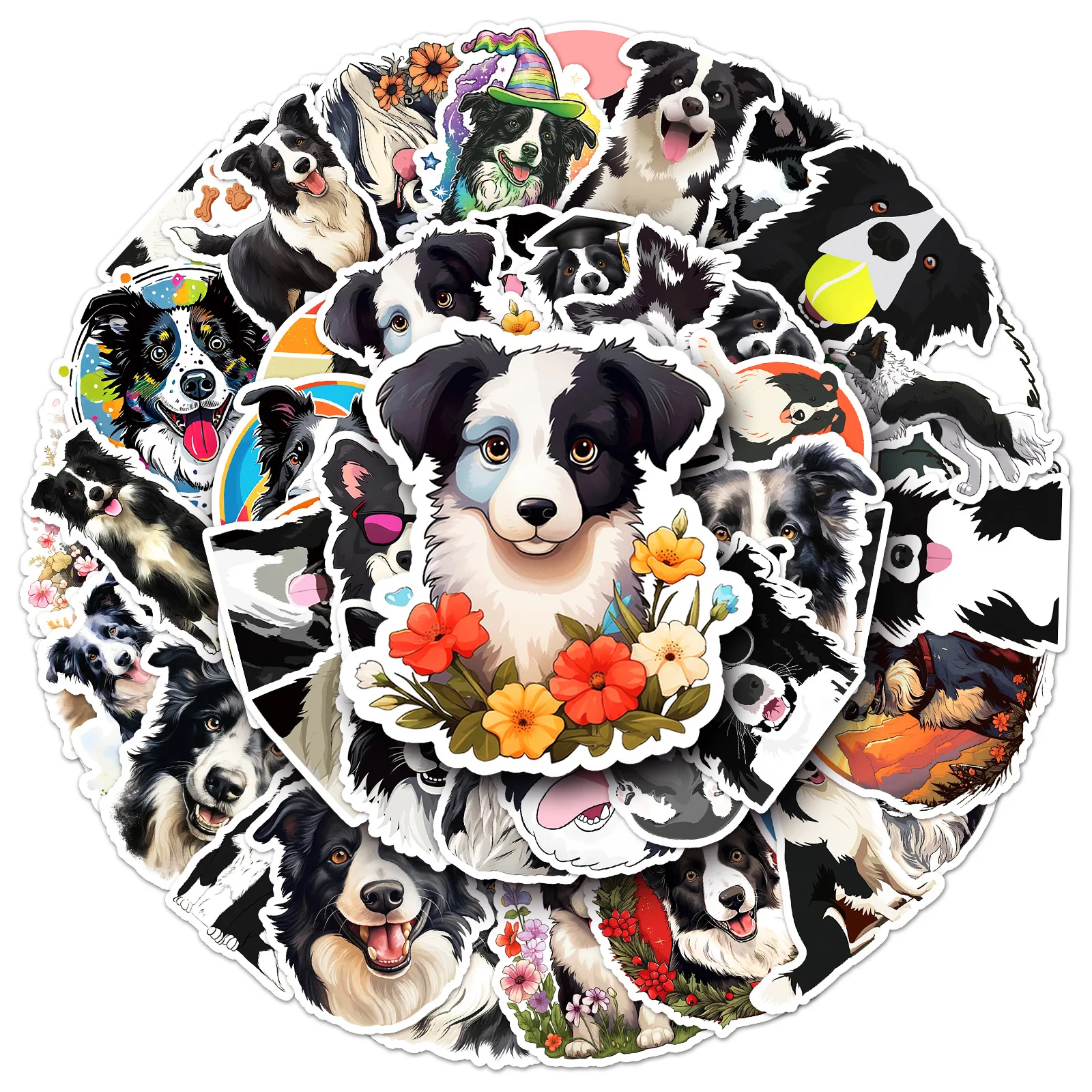 

10/50PCS Cute Border Collie Animals Graffiti Sticker Kawaii Dog Cartoon Stickers for Kid Travel Luggage Scrapbooking Kid Toys