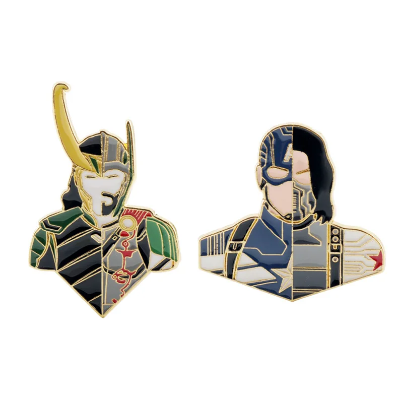 Movie Cartoon Loki Figure Brooch Winter Soldier Lapel Pin Men Bag Button