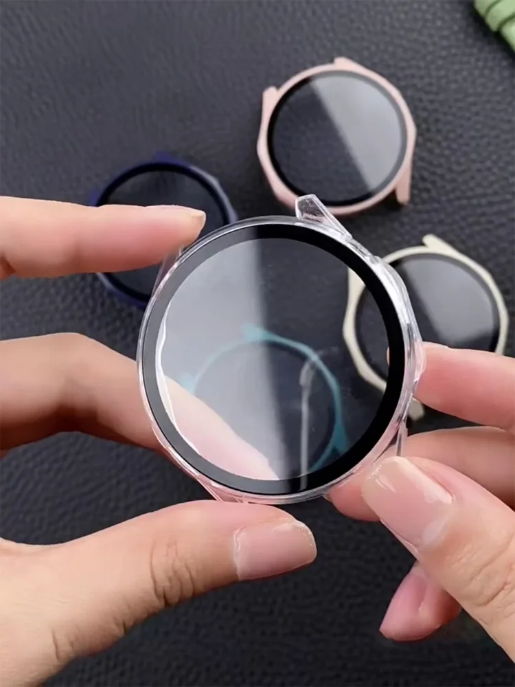 2PCS Screen Protector Case for Samsung Galaxy Watch 7 6 5 4 40mm 44mm Matte Hard PC Case+ Tempered Glass Protective Cover Bumper