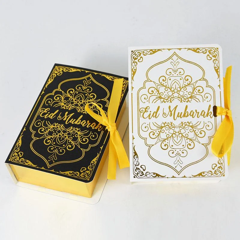 5Pcs Book Shape Mubarak Chocolate Candy Boxes Ramadan Decor Gift Packaging Box Islamic Muslim Festival Party Supplies