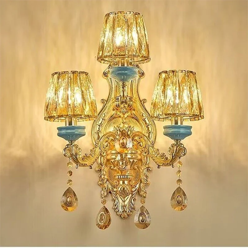 TEMAR Luxury Crystal Wall Lamp European Living Room Bedroom Bedside Lamp Background Wall Corridor Villa Hotel Lighting