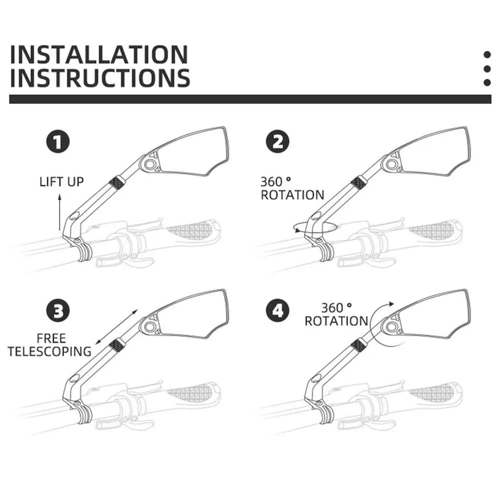 Anti-Glare Handlebar Bike Mirror Bike Rear View Mirror 360 ° Angle Adjustable Ankle Bicycle Mirror For 0-1.97in