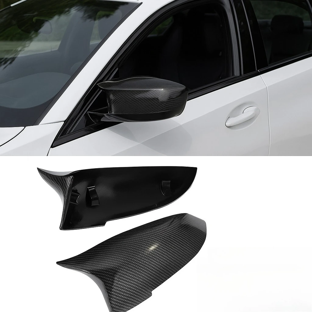 

For BMW 5 Series F10 F18 2014-2016 M Style Mirror Cover | Gloss Black Plastic | Pair Left&Right Replacement Side Mirror Housing