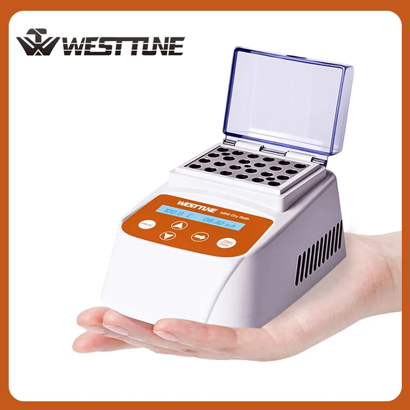 

WESTTUNE Mini Digital Display Portable Thermostatic Dry Bath Incubator with Heating Block for 0.2/0.5/1.5/2ml Centrifuge Tub