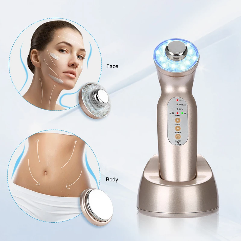 1Mhz 3Mhz Ultrasonic Facial Massager Skin Care 3 Colors LED Light Photon Therapy Ultrasound Body Face Slim Beauty Anti Cellulite