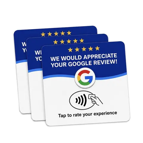 NTAG215 Programmable NFC Desktop Card 13.56MHz Square & Round Self‑Adhesive PVC NFC Tag for Google Menu Tap Table Access