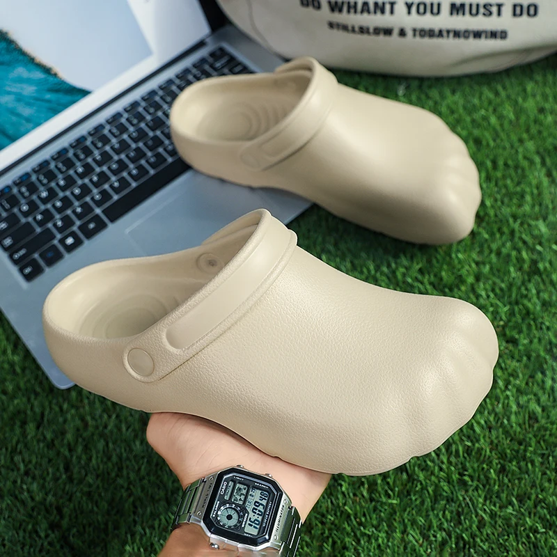 

Тапочки шеф-повара, мужские летние кухонные рабочие нескользящие и маслостойкие тапочки двойного назначения с носком, пляжные сандалии