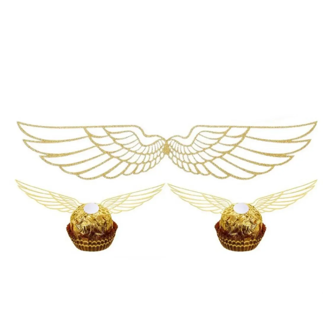 20/50PCS Hogwarts School of Magic Golden Snitch Wings Chocolate Decoration Insert Cutout Angel Wing Cake Decorative Plugin Props