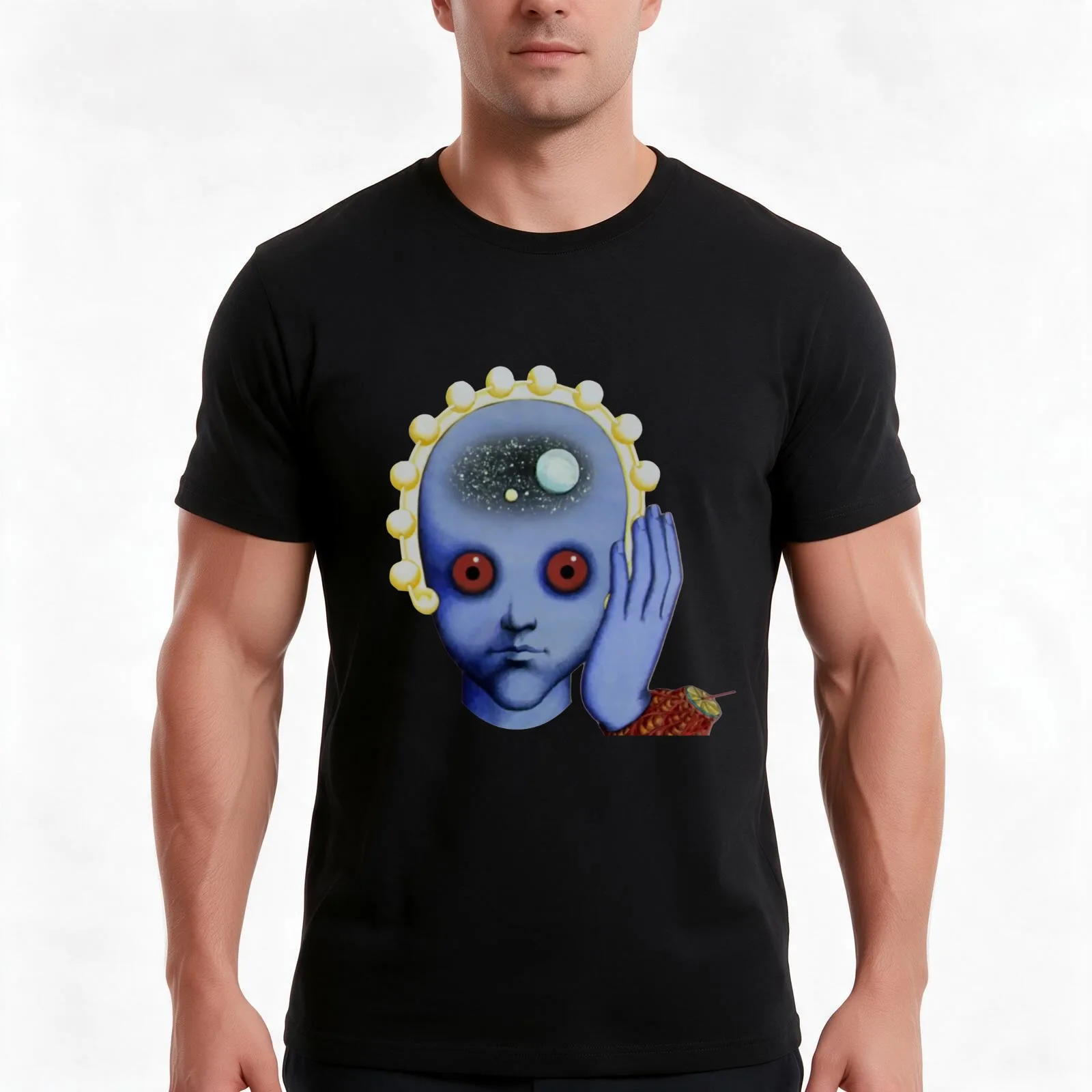 Fantastic Planet Graphics for Men T-Shirt, Summer Casual Cotton Tee, Oversized Streetwear Tops, Vintage Graphic Print