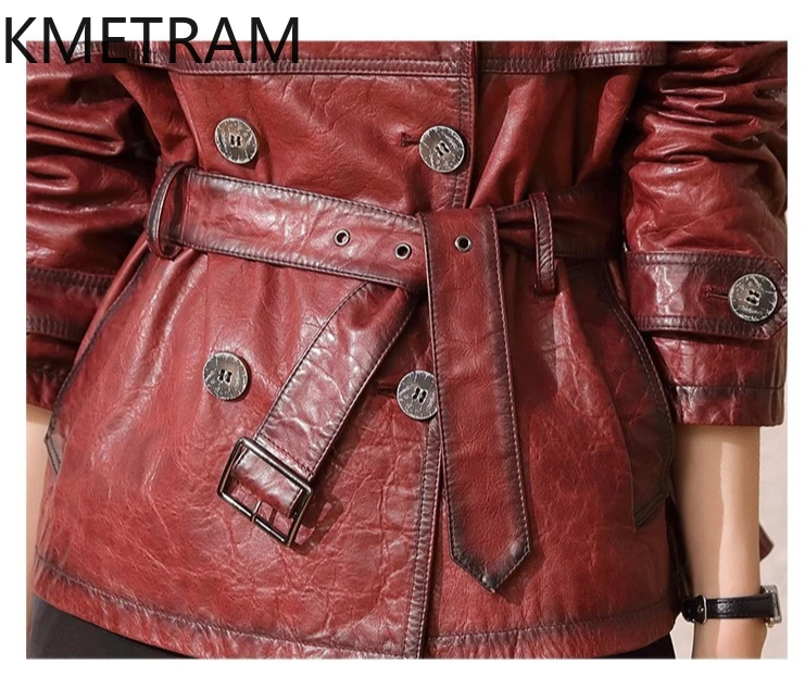100% Natural Sheepskin Jacket Woman Burgundy Short Genuine Leather Jackets New in Outerwears Fall Clothes 2025 Women дубленка