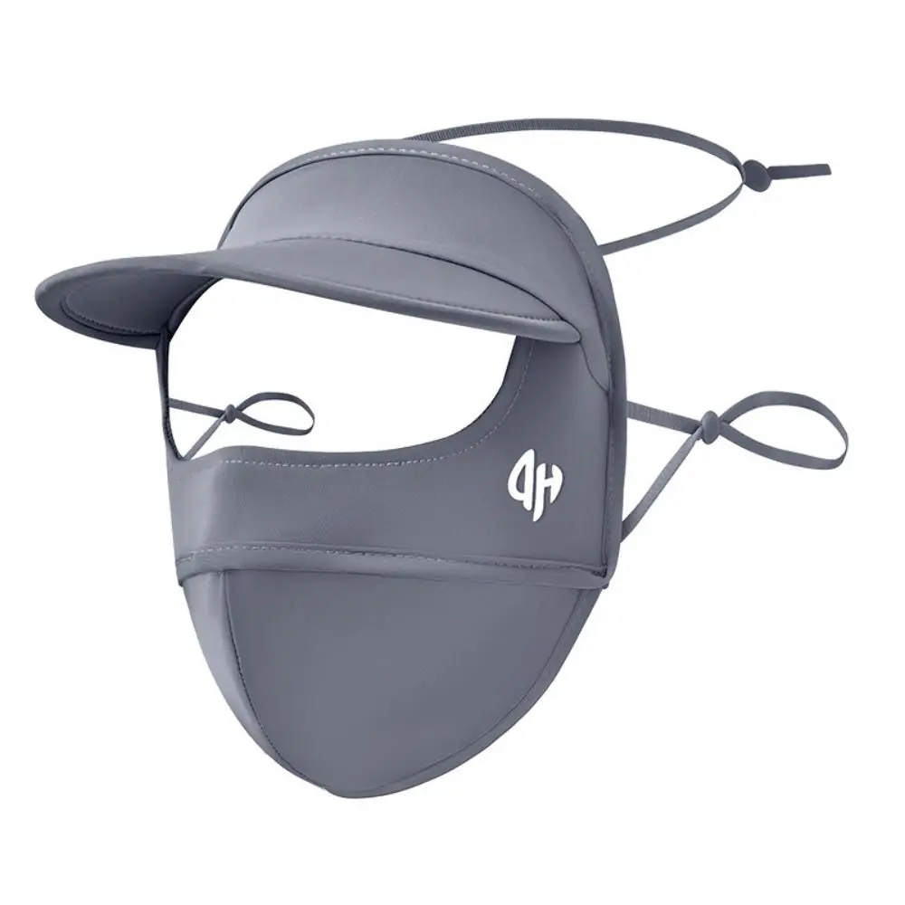 

UV Protection Sunscreen Face Cover Solid Color Dustproof Ice Silk Mask Face Protection Visor Hat UV Protection Veil Hiking
