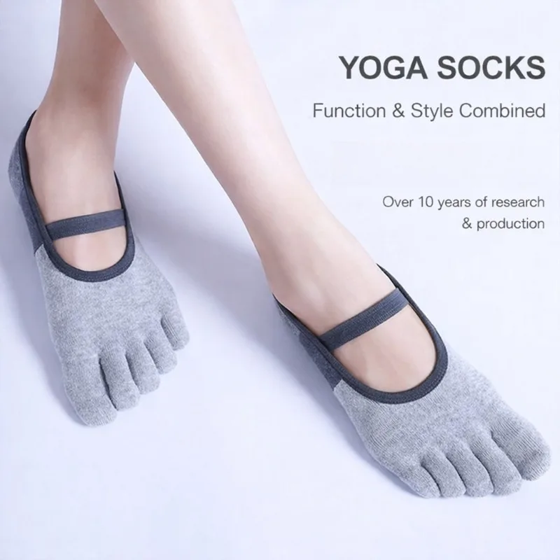 

Five Toe Separator Yoga Socks Non-slip Particle Sole Firm Ground Traction Skin-friendly Elastic Fabric Split Toe Design Great