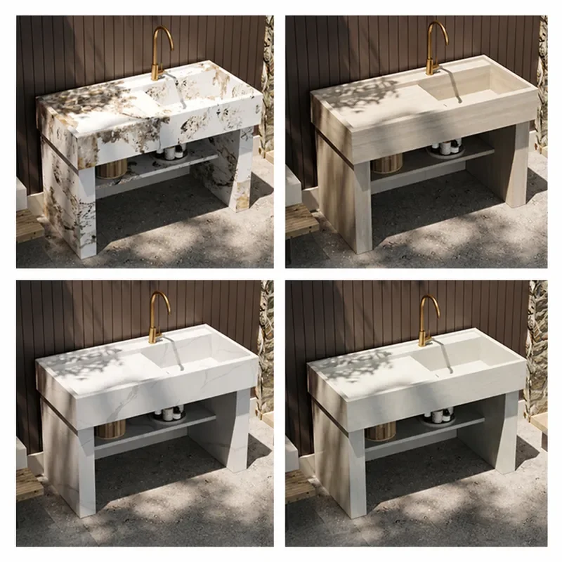 Outdoor Laundry Sink with Rubbing Board Integrated Hand Basin for Courtyard Garden Pool Area Household Utility Washing
