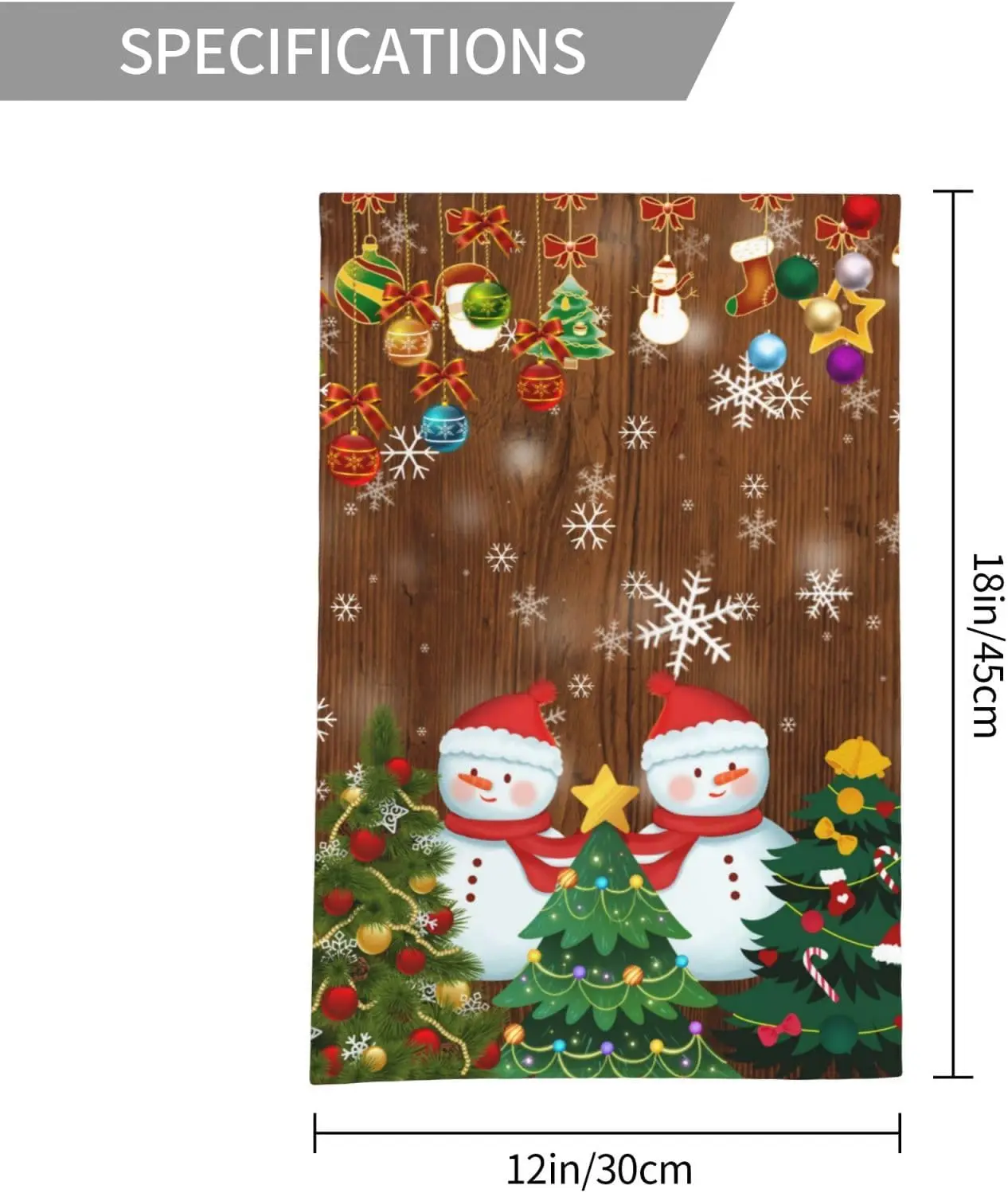 Garden Flag 12x18 Inch Double Sided for Outside Welcome Brown Wood Board Xmas Tree Snowman Christmas Ornament Small Size Yard Fl