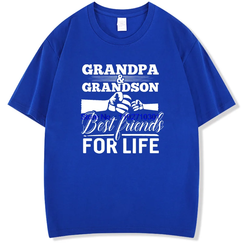 الجد والحفيد أفضل أصدقاء مدى الحياة القطن قصير الأكمام تي شيرت مضحك هدية عيد الأب للجنسين س الرقبة طباعة تي شيرت