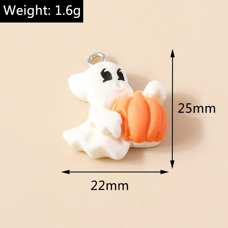 10 stücke gemischte Halloween Charms niedlichen Harz Witch Hut Katze Kürbis Mond Geist Charms Anhänger für DIY Schmuck machen Zubehör – Detail 13