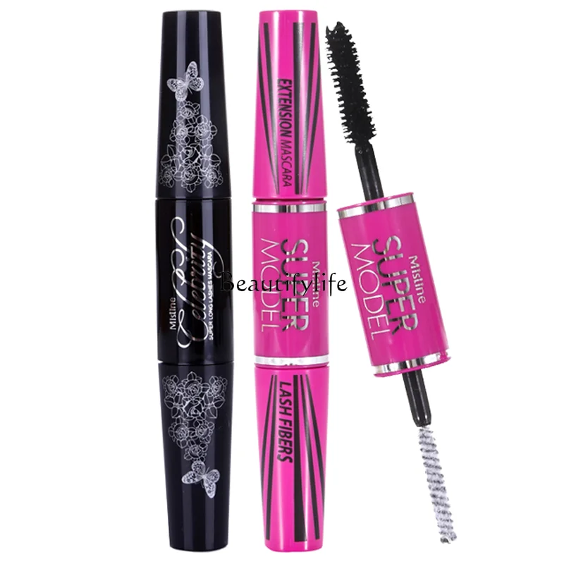 Mascara 4D Extended Waterproof Not Smudge Encryption Curling Thick Long Fiber Female Double-Headed