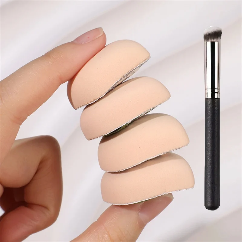 4 stücke Mini Finger Puff Air Kissen Puff Trocken Nass Dual Verwenden Foundation Schwamm Detail Make-Up Schwamm Puff Set mit Concealer pinsel