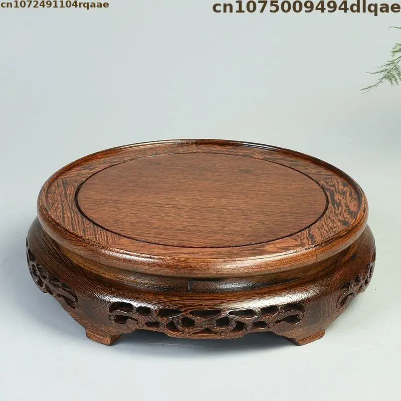 Tea Sets Pedestal Desktop Home Decor Vintage Wood Display Stand, Round Elevated Base for Porcelain Vase, Bonsai, Buddha Statue
