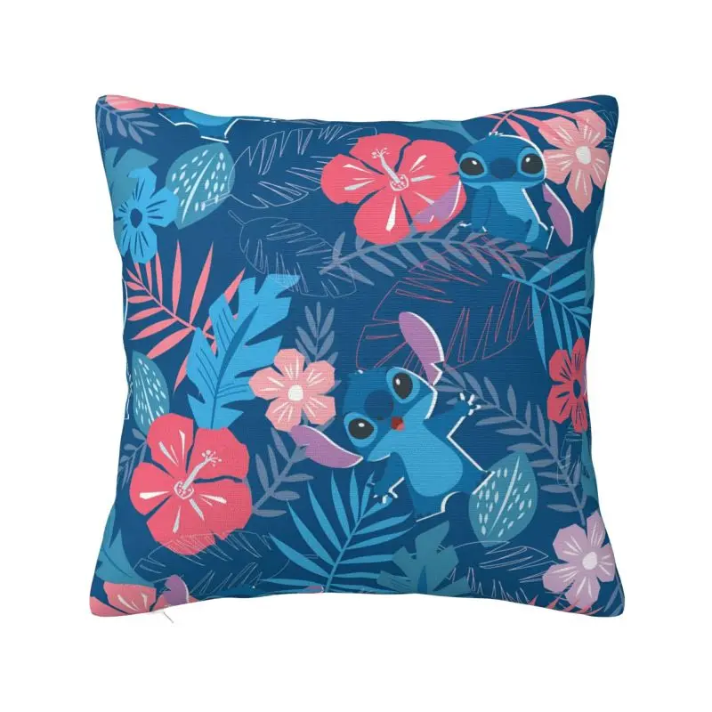 

Stitch Tropical Flowers Pillow Case 40x40cm Home Decor Fashion Cushion Decoration Salon Square Pillowcase