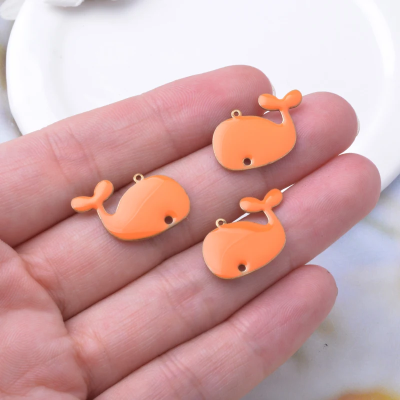 6 Stück Kupfer-Emaille-Delfin-Anhänger, beidseitig mit Öltropfen-Motiv, Verbindungsstück für DIY-Schmuck- und Ohrringherstellung – Detail 8