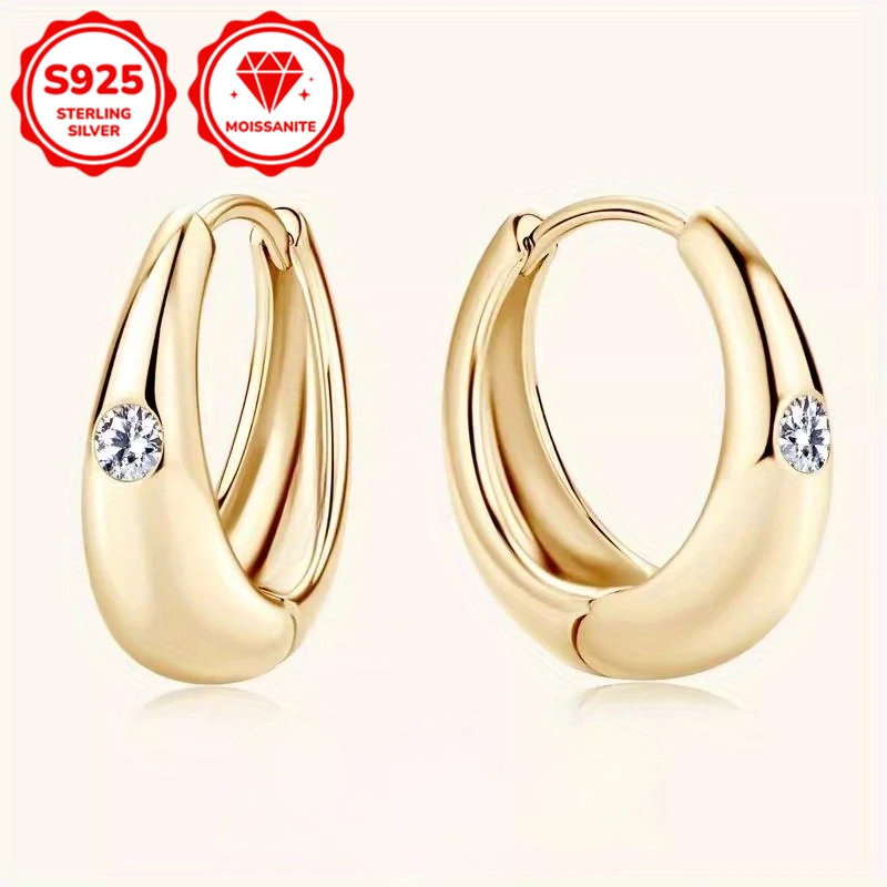 1pair 0.06Carat These 925 Sterling Silver Moissanite Earrings Are Stylish and Elegant, Making Them The Perfect Christmas Gift.