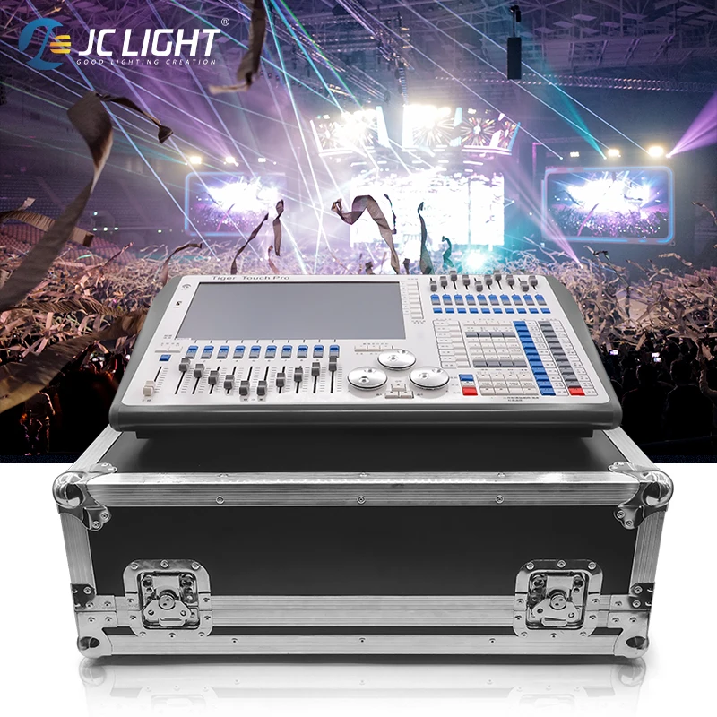 JC Light-consola Dmx512 de cuarzo Tiger Touch Pro, atenuador de iluminación de escenario, controlador tt-pro dmx, consola táctil Tiger, 8 con Flightcase