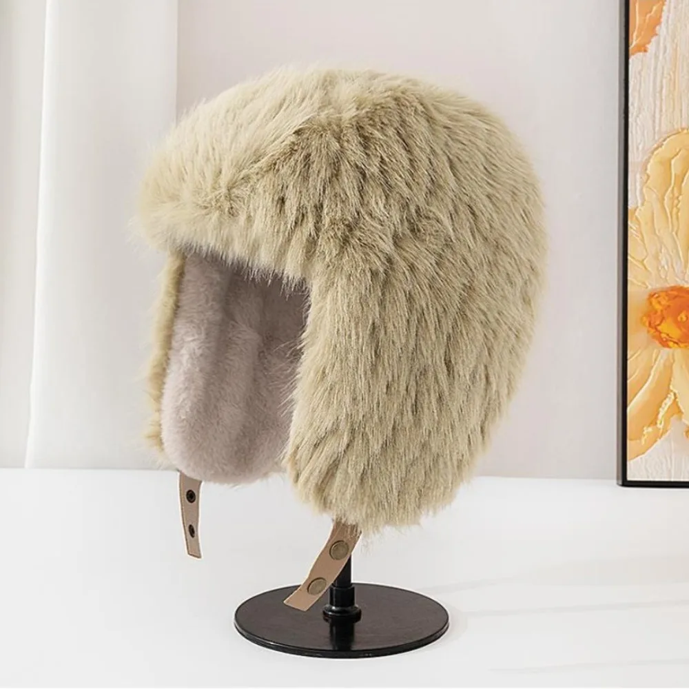 

Trendy Luxury Faux Fur Hat Retro Warm Raccoon Fur Hat Solid Color Windproof Hat Unisex Winter Wear