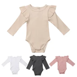 Newborn Baby Boy Girl Clothes Autumn Bodysuit Ruffles Long Sleeve Tops Jumpsuit Baby Items Clothing for Boy Girl Kids