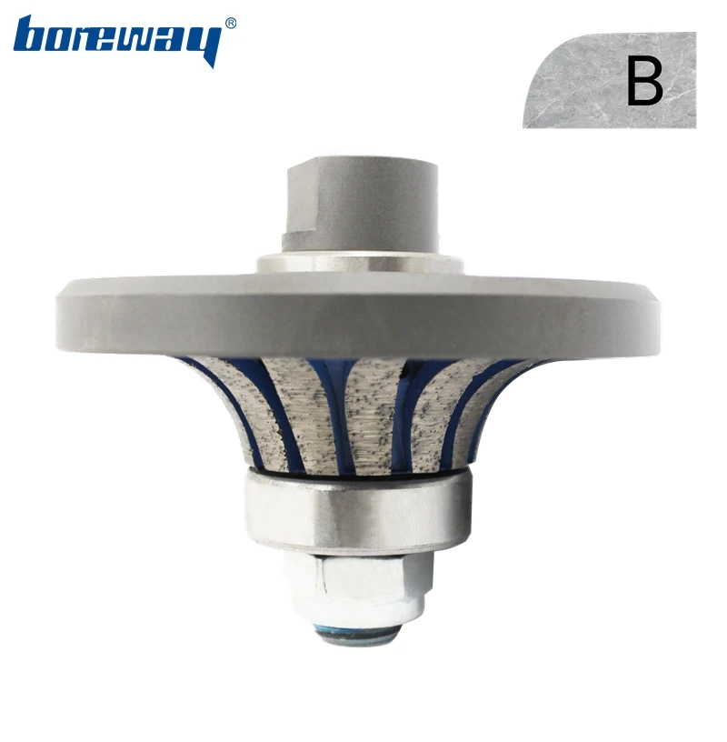 

Boreway B20*5/8"-11 Diamond Router Bit With Connector Metal Segmented Grinding Profiling Wheel For Granite Countertop Grinding