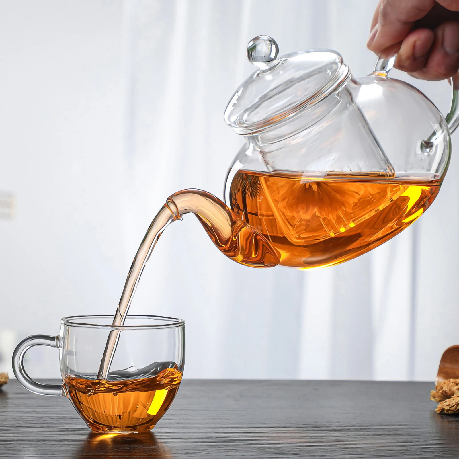 400ml To 1000ml Filterable Teaware Home Heat-resistant Glass Teapots Durable Kitchen Glass Flower Tea Pot Heatable Glass Tea Set