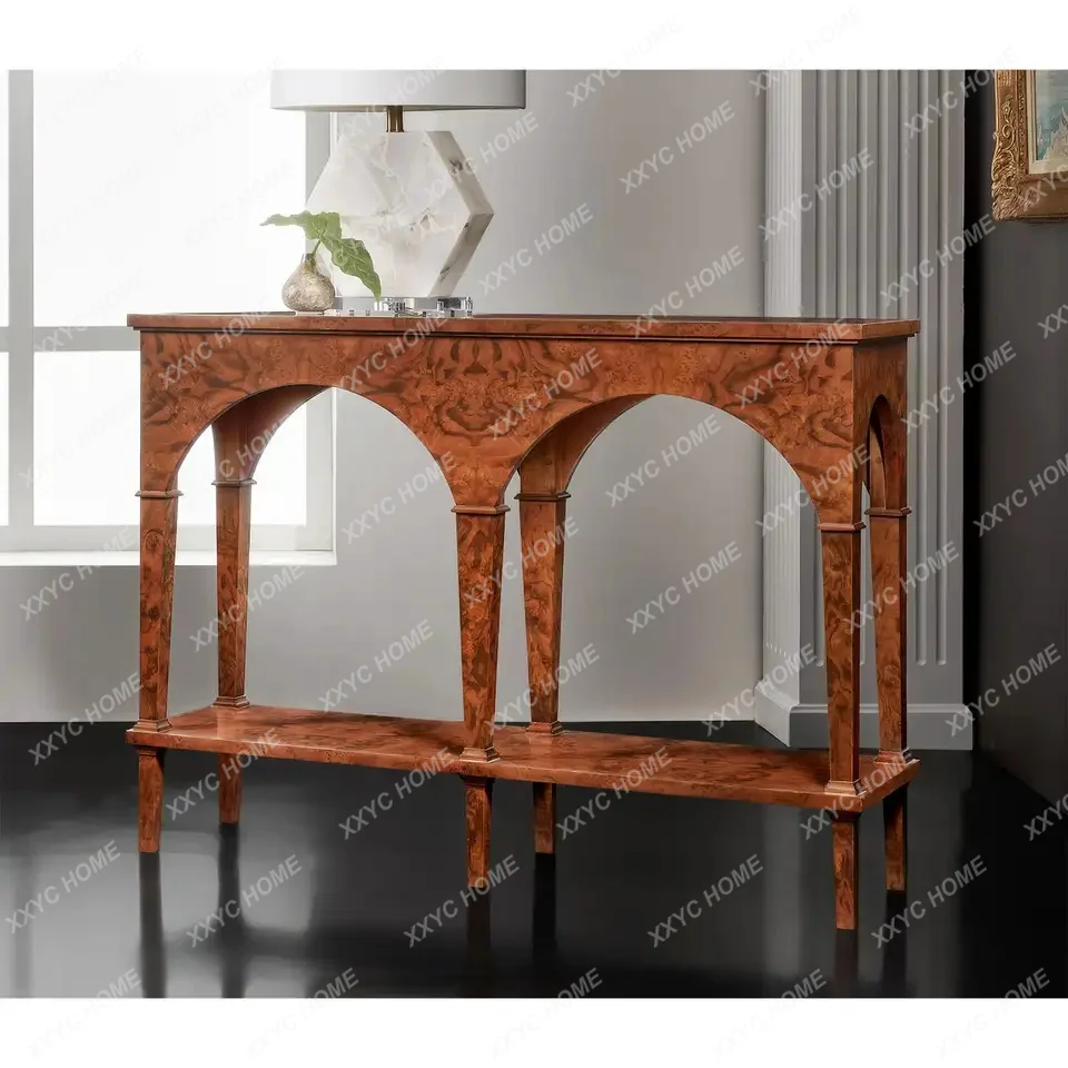 Retro solid wood entrance platform, tree tumor, pimp case, household living room entrance table, sofa back, table rack