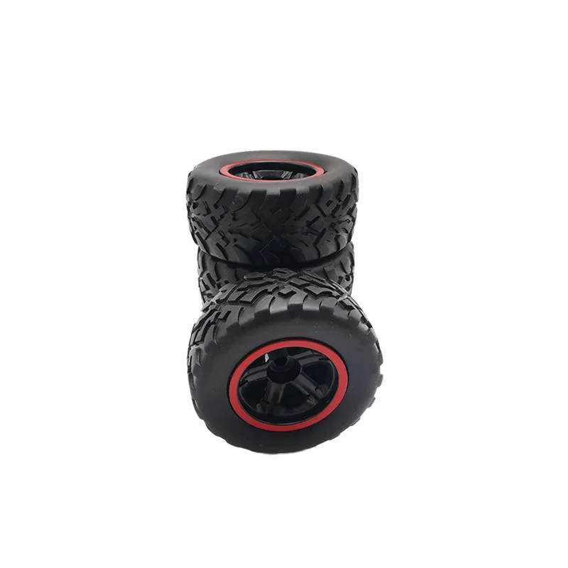 4 قطع من ملحقات ترقية عجلة الإطارات المطاطية لقطع غيار السيارات لشاحنة WPL D12 1/10 RC، أسود