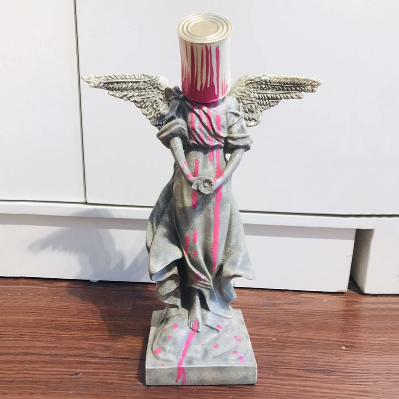 

Iron Bucket Paint Angel Statue Ornaments Fashion Crafts Sculpture Resin Desktop Decorations Handicrafts Gifts Home Accessories