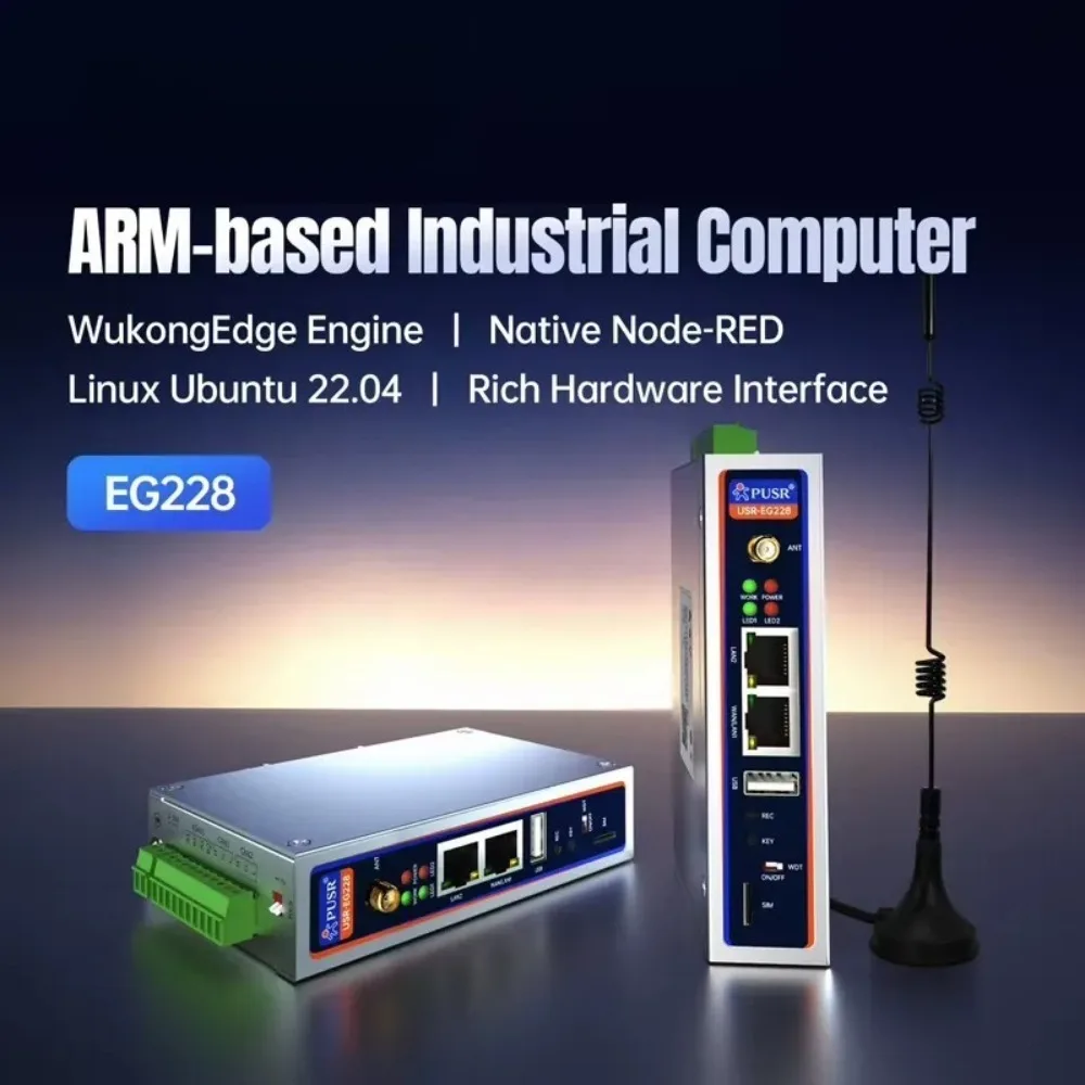 PUSR Fanless ARM Mini Computer Linux Server RK3506J Ubuntu 22.04 DDR3 512GB 2RS485/CANFD Edge Computing Industrial Computer