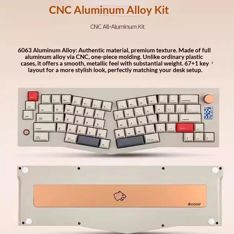 CIDOO V68 Mechanical Keyboard Kit Small Color Screen Three Mod Low Delay Mechanical Keyboard Gasket Hot Swap Pc Accessories Gift