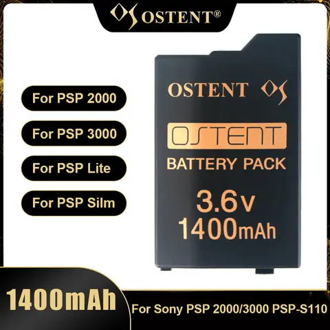 OSTENT 3.6V 1400mAh 1800mAh Rechargeable Lithium Battery Replacement Real Capacity for Sony PSP 2000/3000 PSP-S110 Gamepad