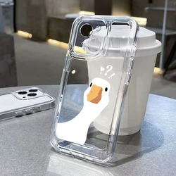 Funda de teléfono transparente suave para Samsung Galaxy S24, S23 Ultra, S22 Plus, S21 FE, A13, A33, A53, A14, A34, A54, A15, A35, A55, 5G, pato de dibujos animados