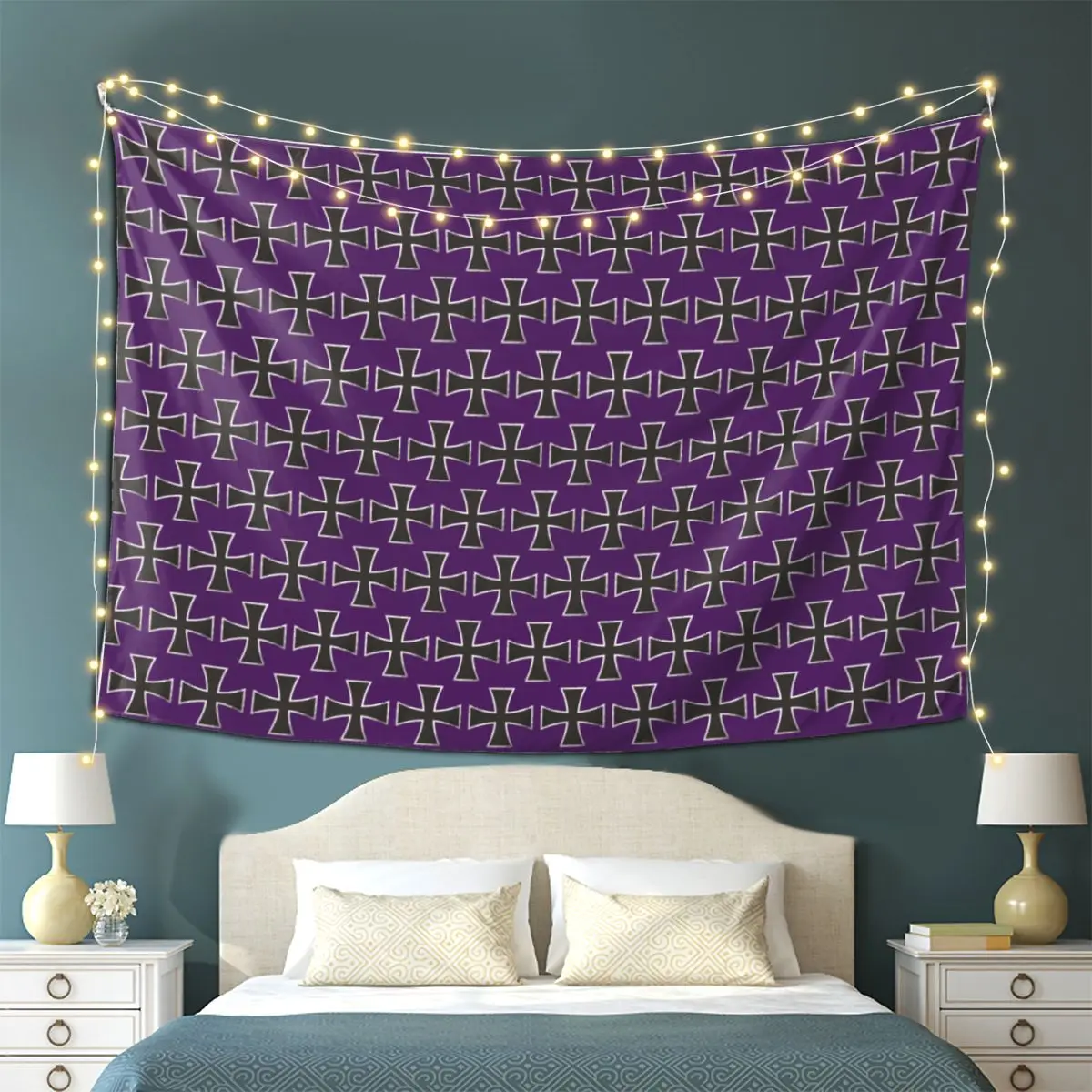 

German Iron Cross Tapestry Wall Hanging Aesthetic Home Decor Tapestries for Living Room Bedroom
