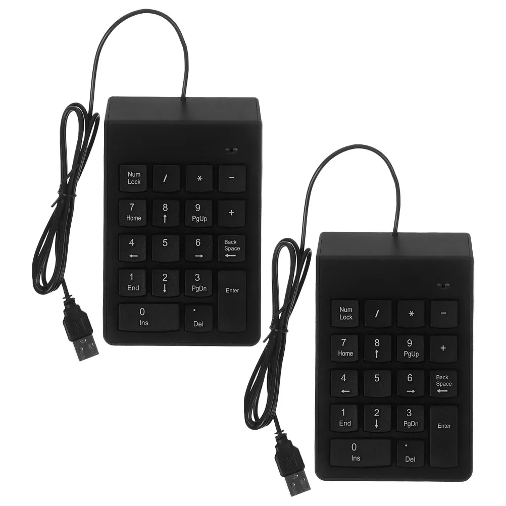 

2 Pcs Numeric Keypad Bank Finance Keyboard Silent Slim Laptop Number Pad USB Wired Computer Portable Efficient Use Durable