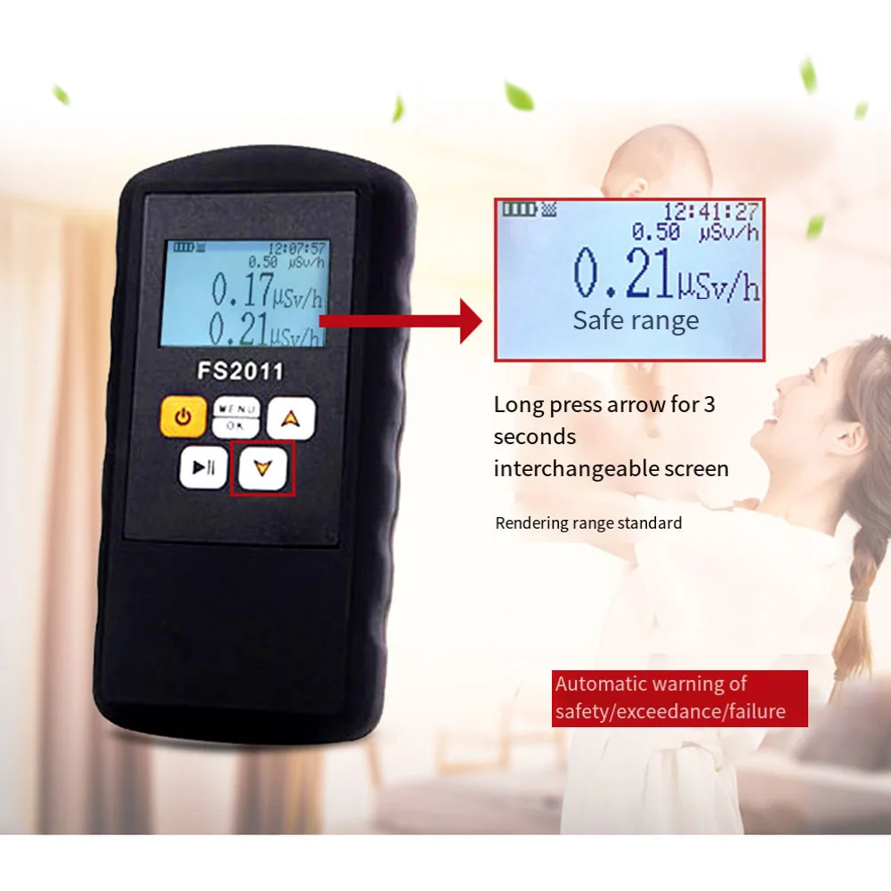Advanced FS2011 Nuclear Radiation Detector with Customizable Alarms for Reliable Monitoring of Radiation Levels
