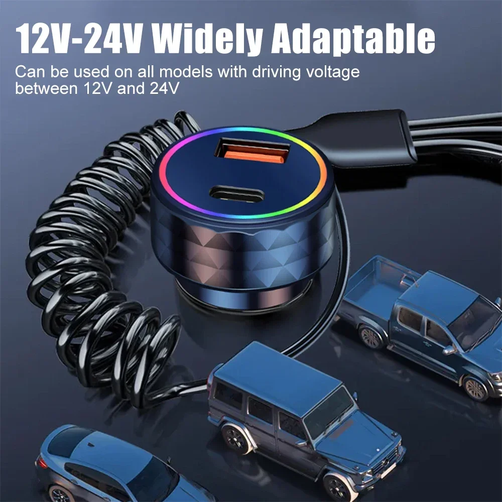 2 Port Super Fast USB Car Charger for iPhone 14 Pro Max 13 Oneplus Huawei OPPO Samsung Xiaomi 260W Quick Charging Loader Adapter