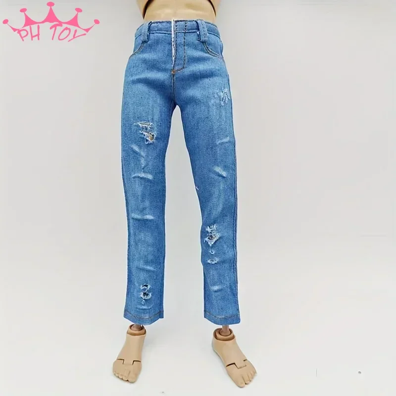 1/6 Scale Ripped Jeans Trend Make Old Pants Clothes Model for 12