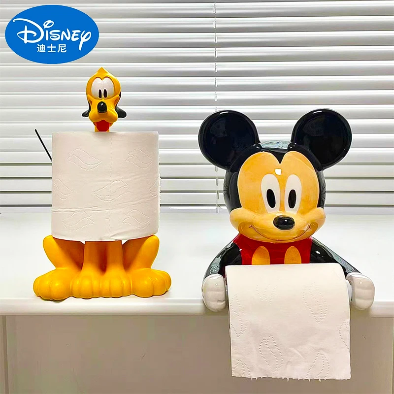 Disney Mickey Mouse Toilet Bathroom Shelf Creative Kawaii Cartoon Perforation Toilet Paper Wall Mounted Paper Roller Storage